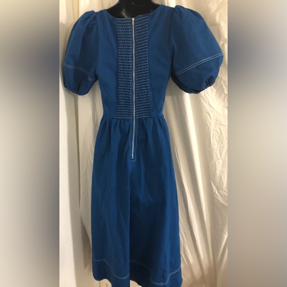 Moon River royal blue puff sleeve smocked midi dress size small brand new - Picture 13 of 14